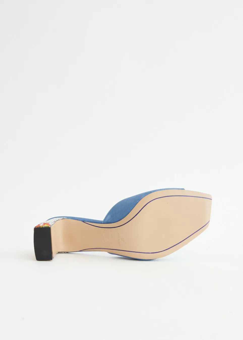 Ade Grosgrain Moire Denim Mules