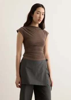 Agent Cap Sleeve Gathered Top