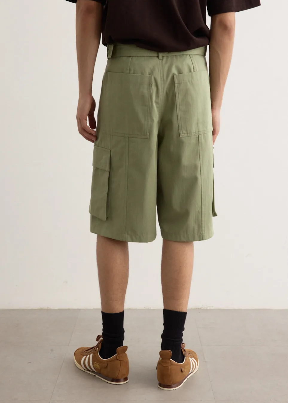 Belted Cargo Bermuda Shorts