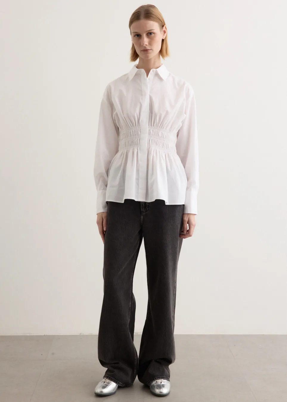 Blythe Gathered Poplin Shirt
