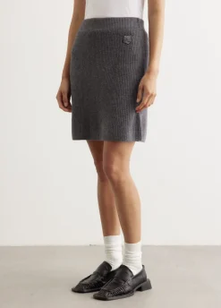 Bold Fox Head Patch Short Ribbed Skirt