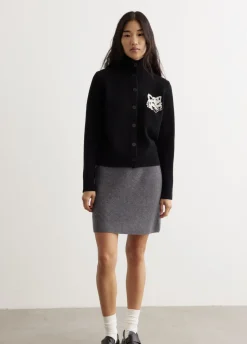 Bold Fox Head Patch Short Ribbed Skirt