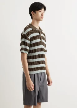 Bubble Stripe Polo Sweater