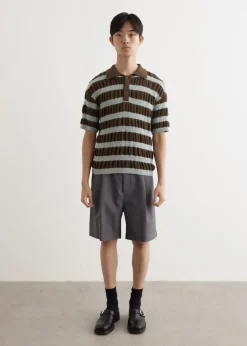 Bubble Stripe Polo Sweater