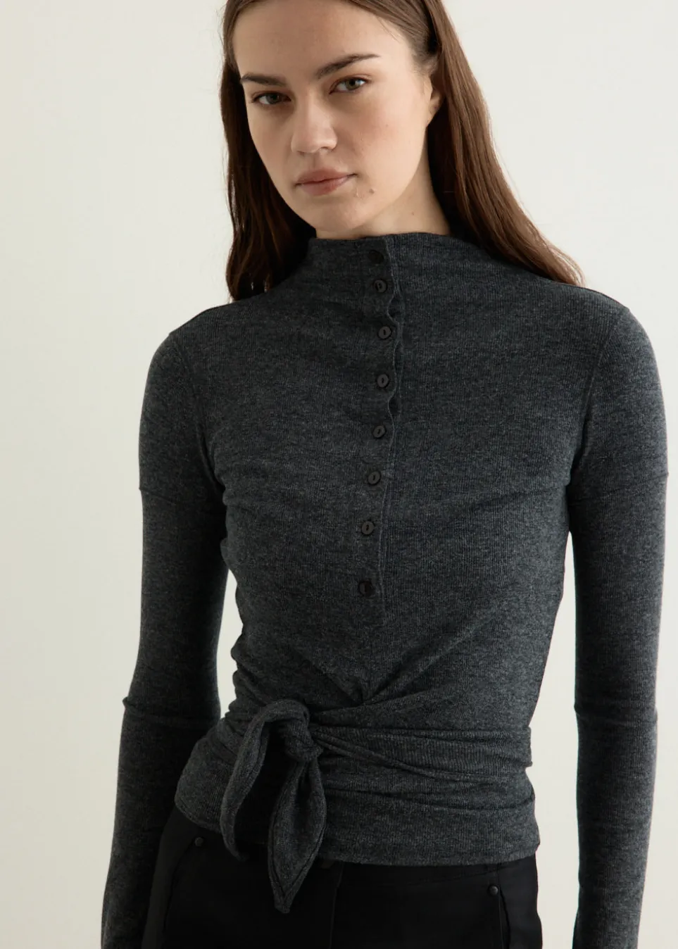 Button Up Wrap T-Shirt