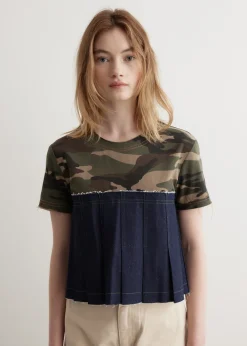 Camouflage Pleats Denim Top