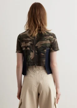 Camouflage Pleats Denim Top