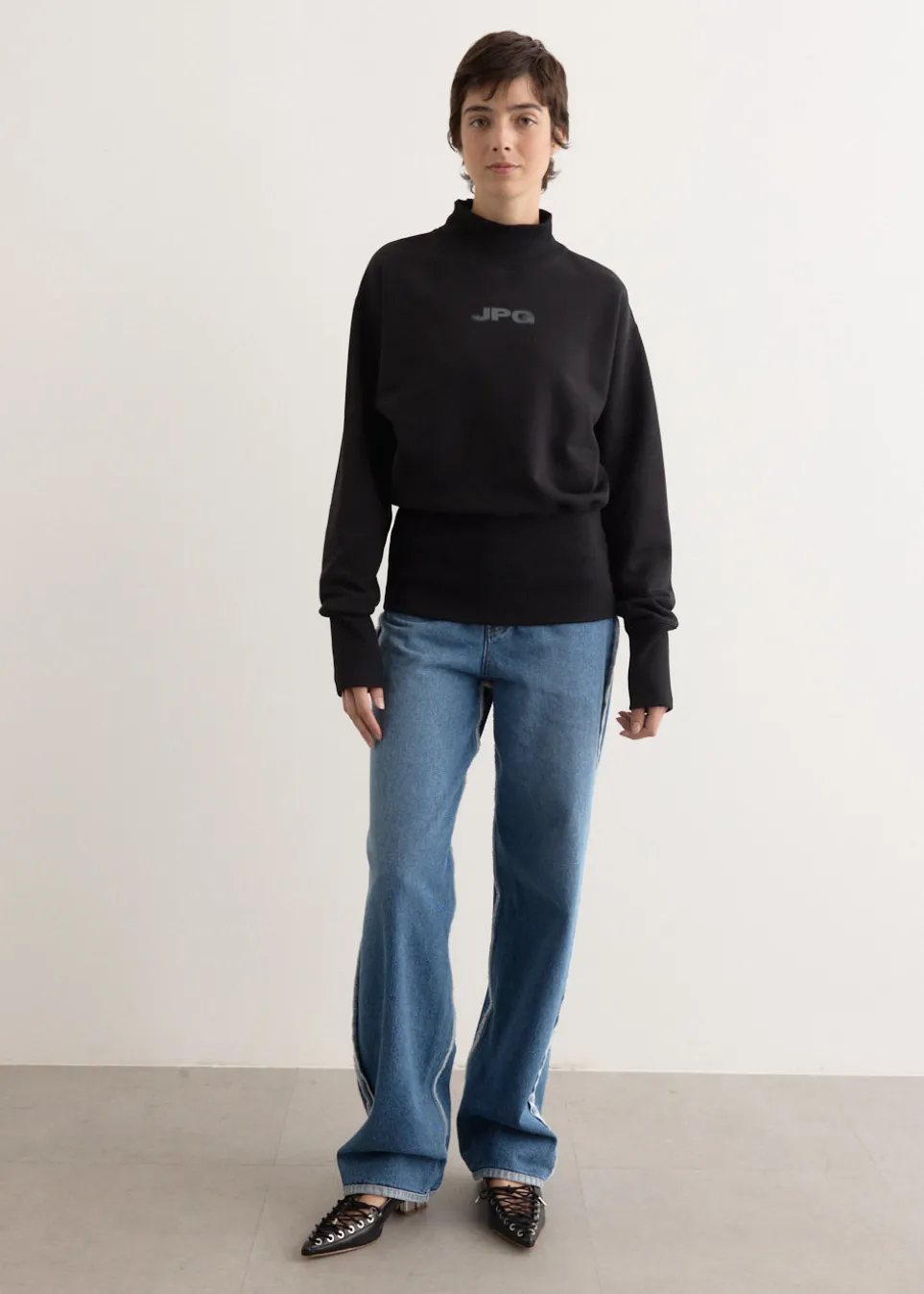 Cotton Cropped Crew Neck Sweater