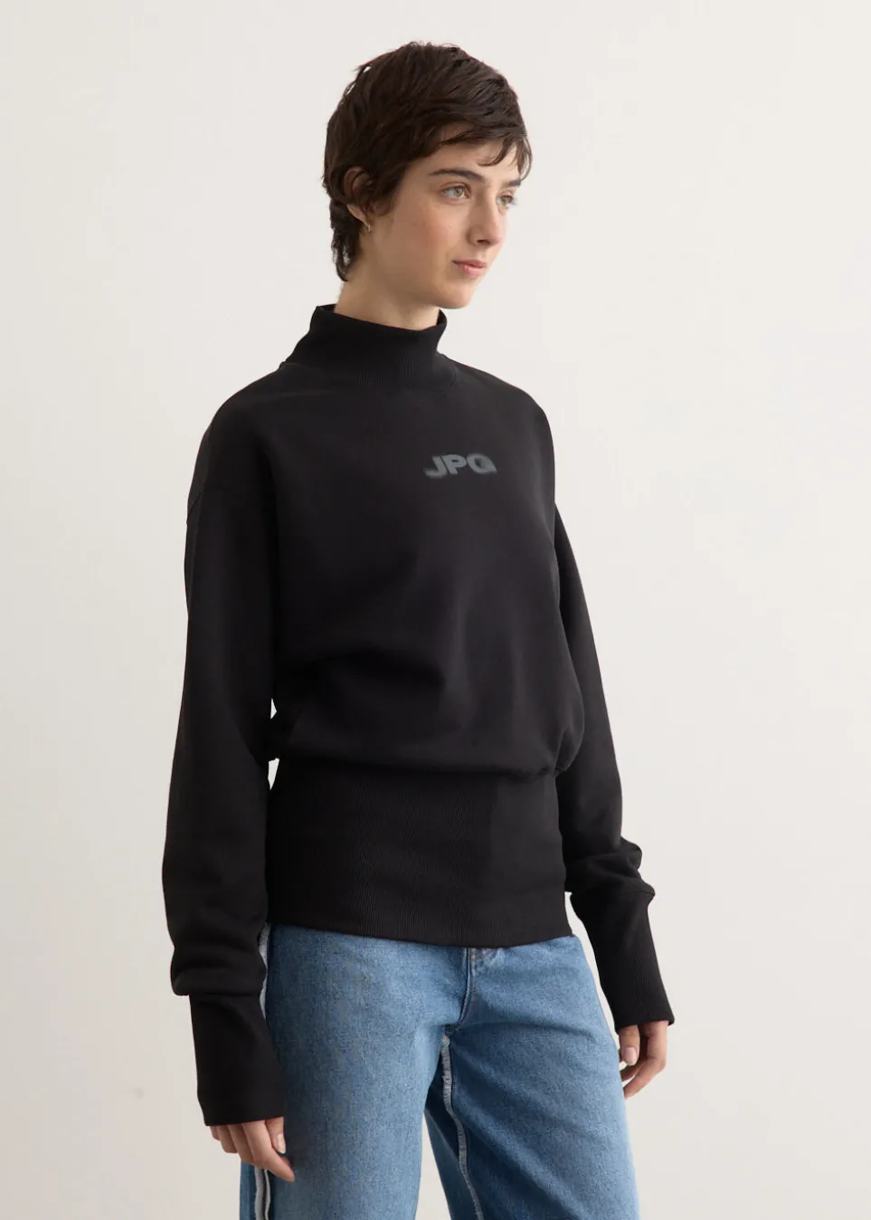 Cotton Cropped Crew Neck Sweater