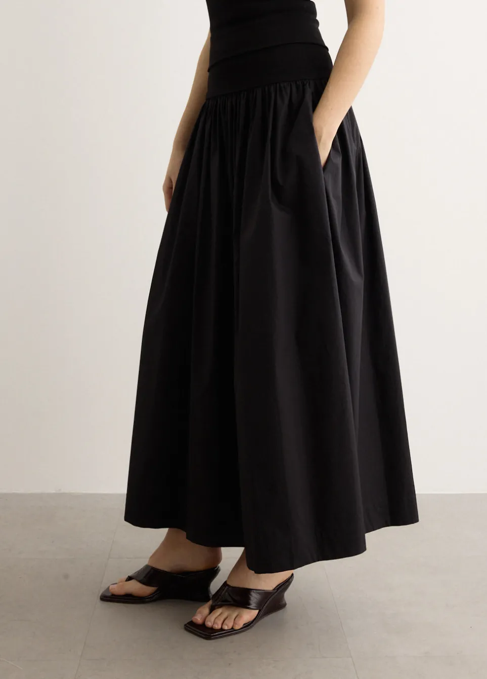 Cotton Rib Maxi Skirt