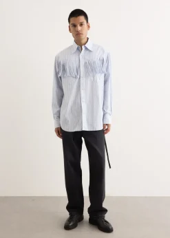 Cotton Stripe Fringe Husky Western Shirt