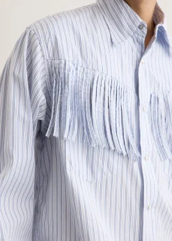 Cotton Stripe Fringe Husky Western Shirt