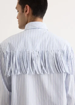 Cotton Stripe Fringe Husky Western Shirt
