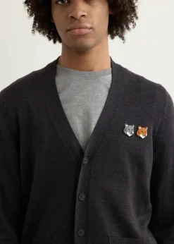 Double Bold Fox Head Patch Regular Cardigan