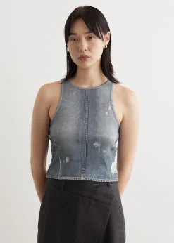 Elaia Denim Trompe L'Oeil Top