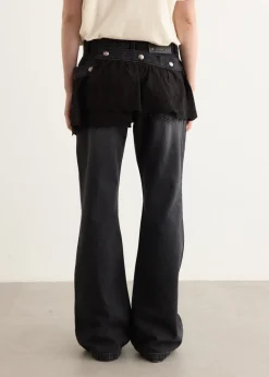 Flower Lace Attached Bootcut Jeans