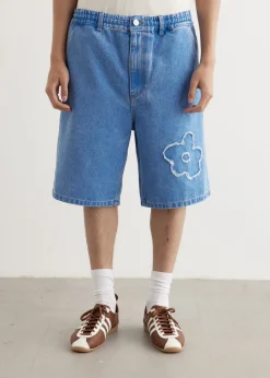 Flower Patch Bleached Denim Shorts