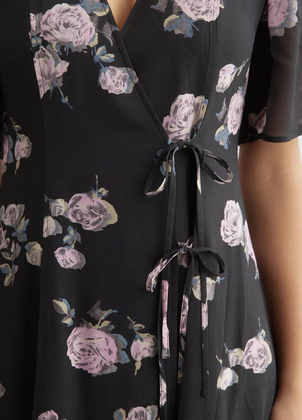 Fluid Crepe Wrap Midi Dress