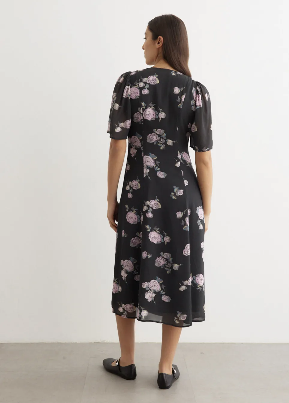 Fluid Crepe Wrap Midi Dress