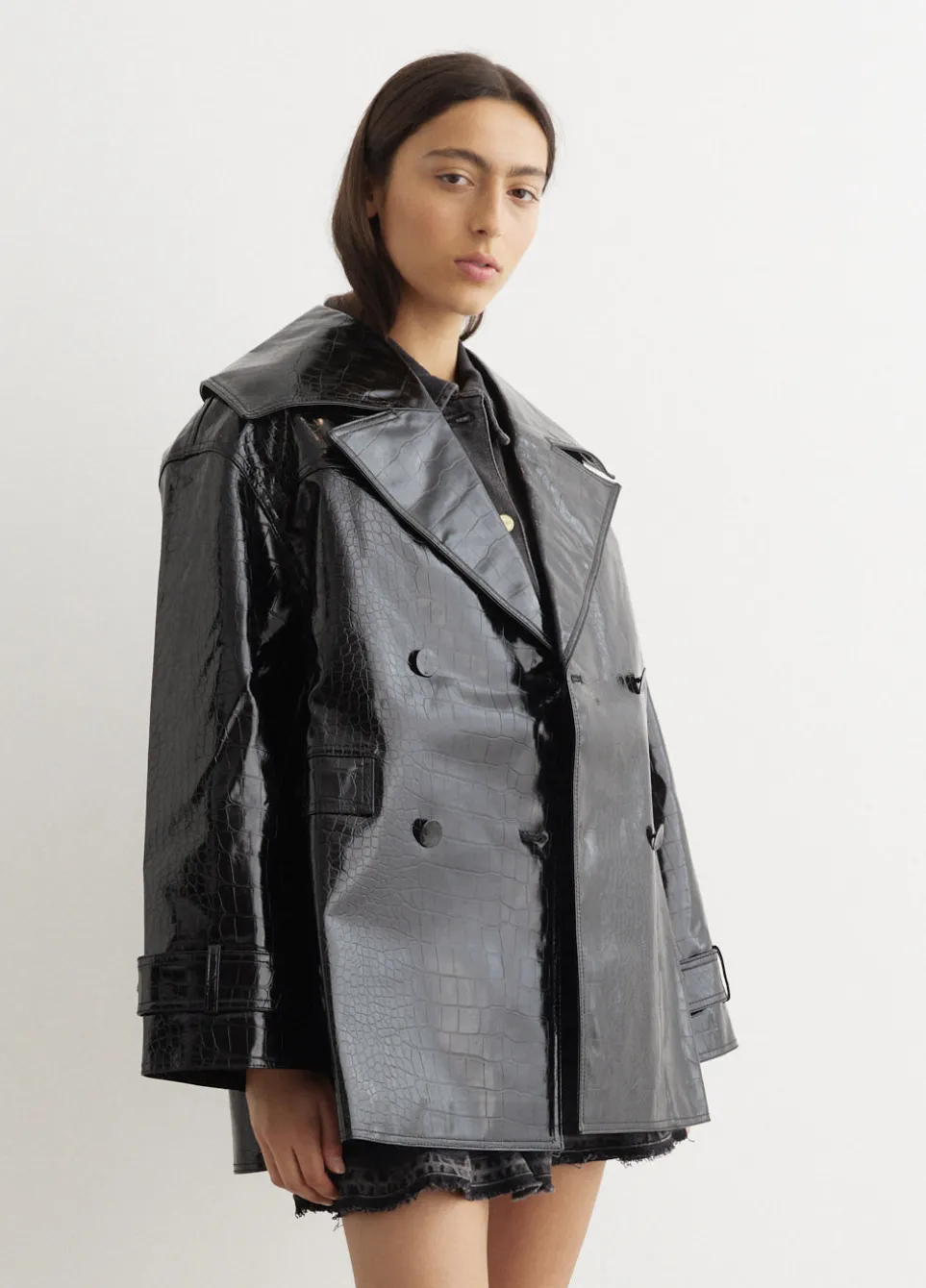 Future Coated Double Breasted Midi Jacket