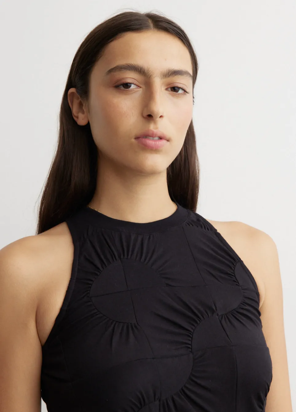 Gathered Jersey Sleeveless Dress