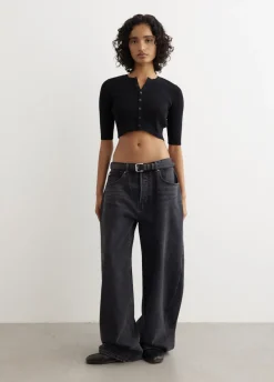 Giza High Gauge Rib Knit Short Cardigan