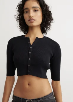 Giza High Gauge Rib Knit Short Cardigan