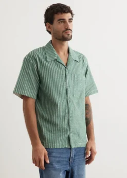 Hand-Frayed Stripe Short Sleeve Shirt