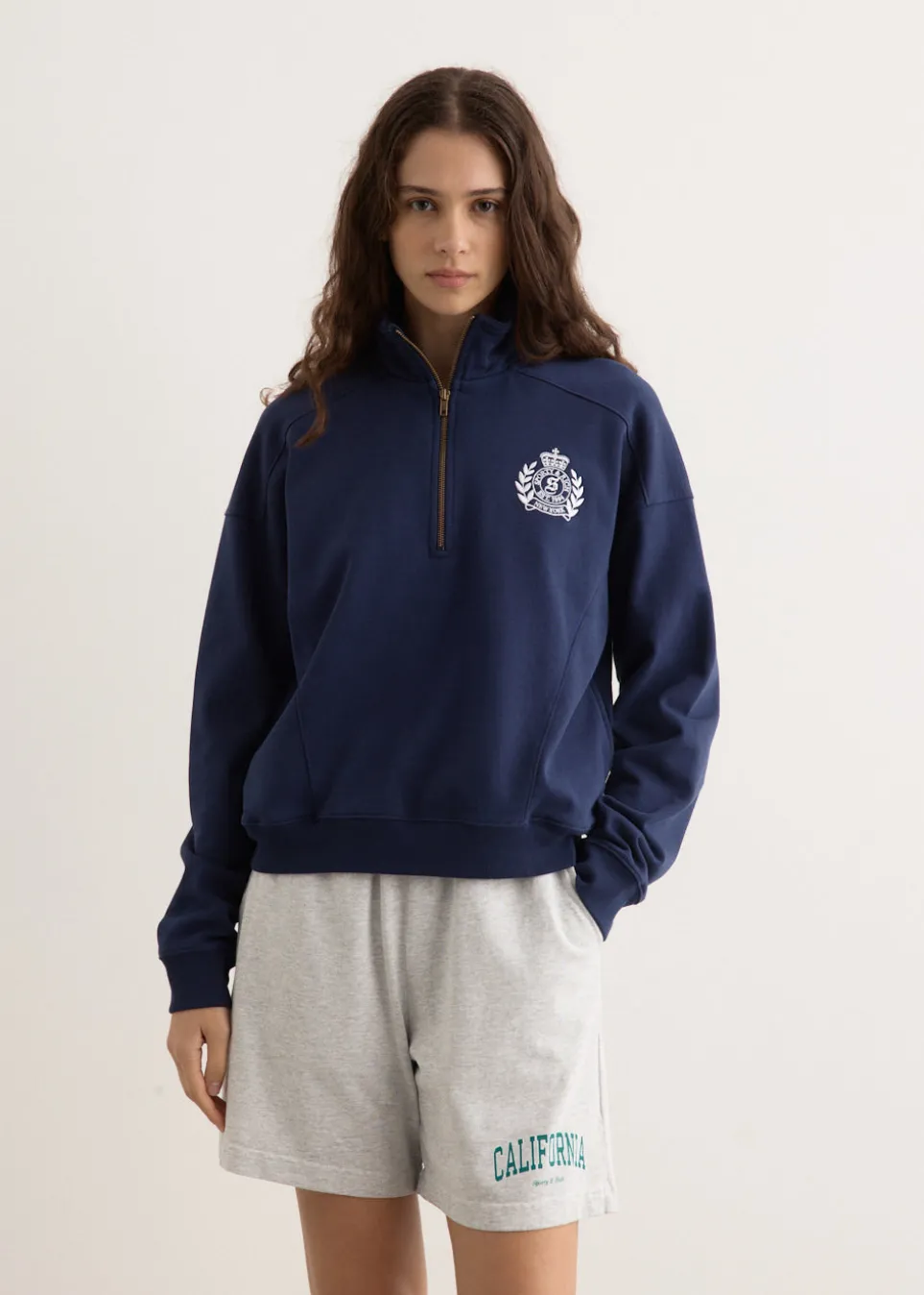 H&W Crest Embroidered Quarter Zip