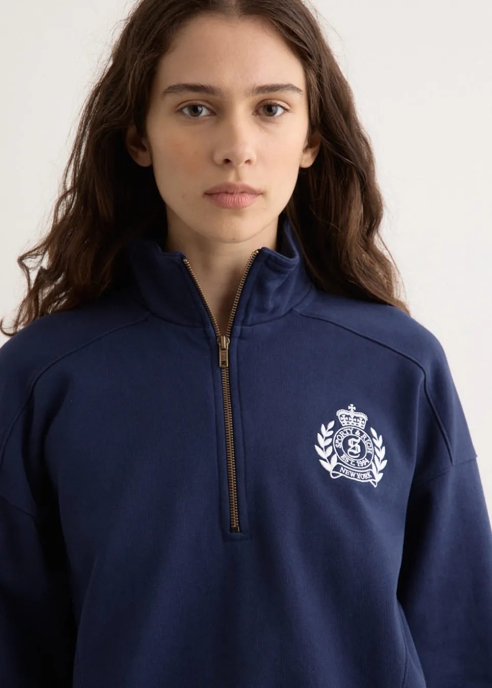 H&W Crest Embroidered Quarter Zip