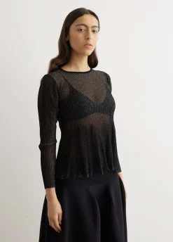 Hypha Lucent Glitter Long Sleeve Flare Top