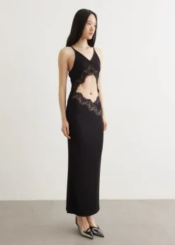 Lace Insert Halter Dress