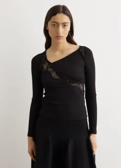 Lace Insert Long Sleeve Top