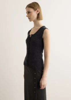 Lace Up Knitted Vest