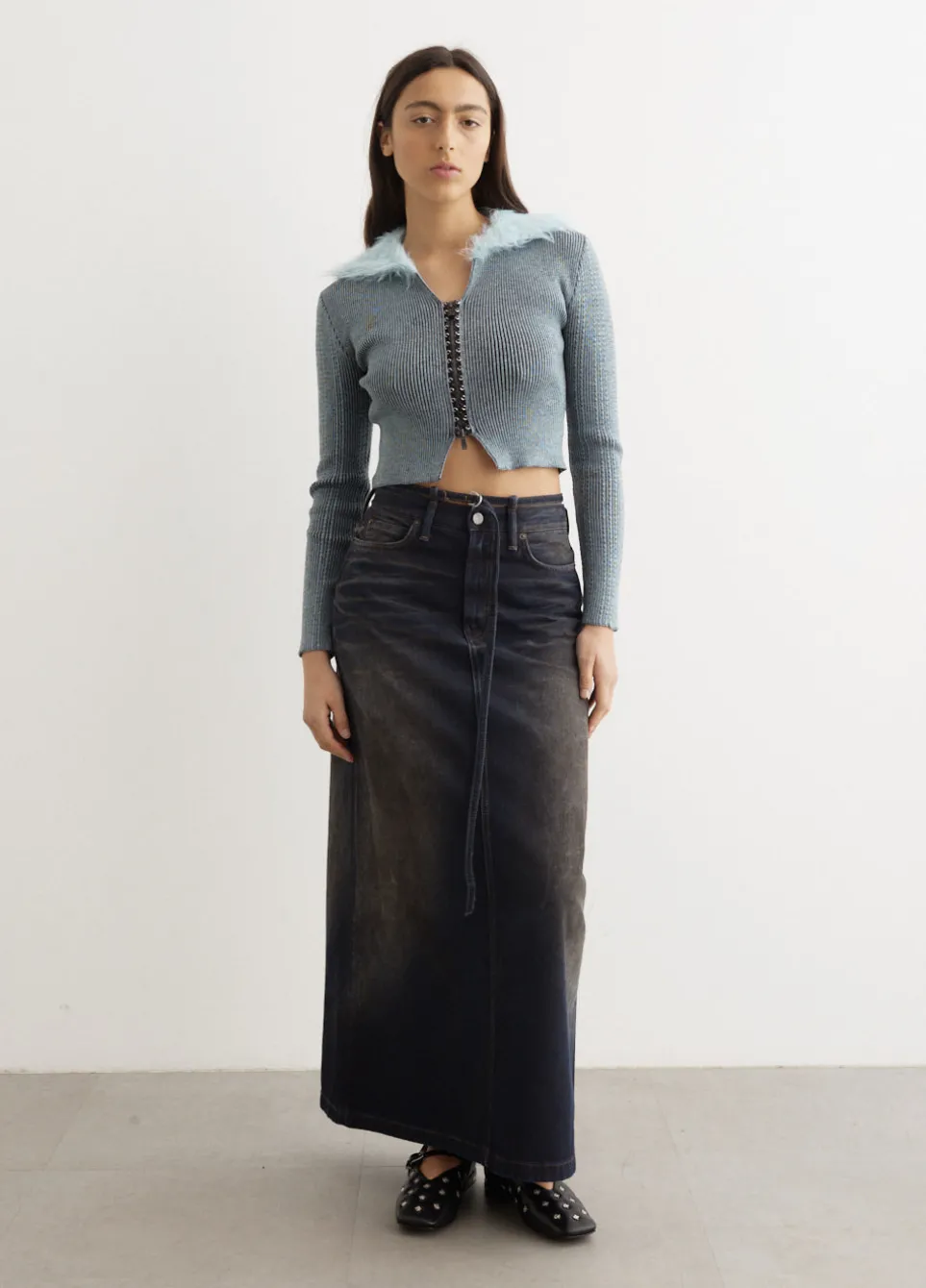 Lace-Up Knit Cardigan