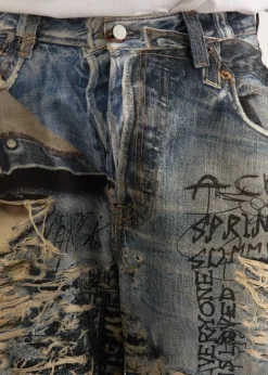 2023M FN TLO Torn Scribble Jeans