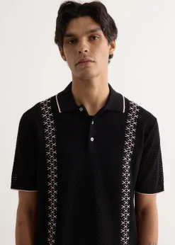 Mesh Stripe Knit Polo
