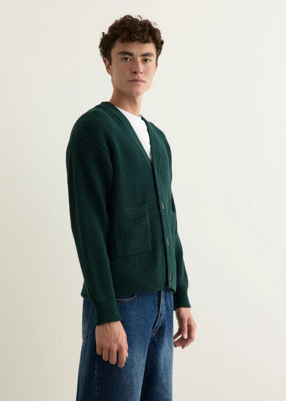 Michael Plaited Waffle Cardigan