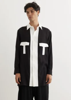 Monochrome Panel Tuck Collar Shirt