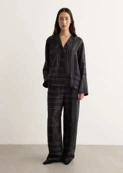 Monogram Silk Pj Bottoms