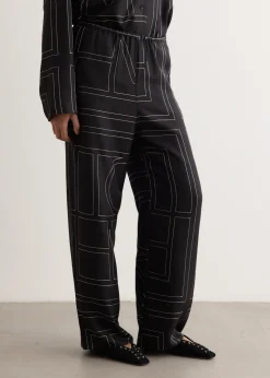 Monogram Silk Pj Bottoms