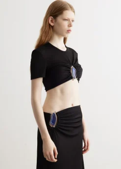 Moodstone Ruched Crop T-Shirt