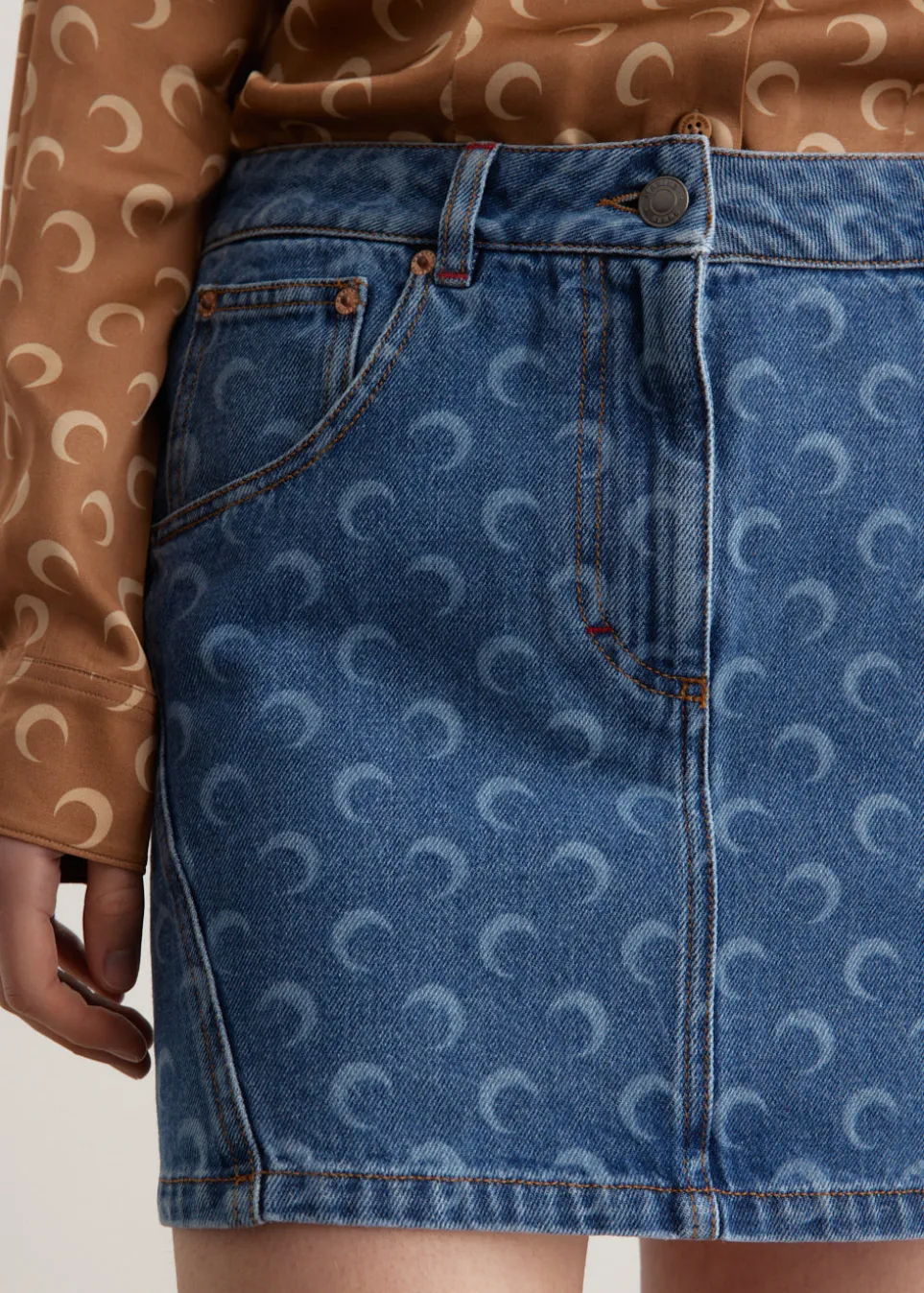 Moon Laser Denim Mini Skirt