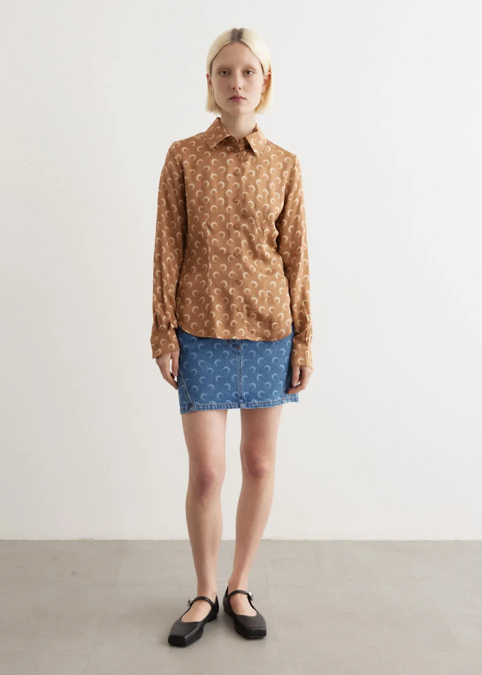 Moon Laser Denim Mini Skirt