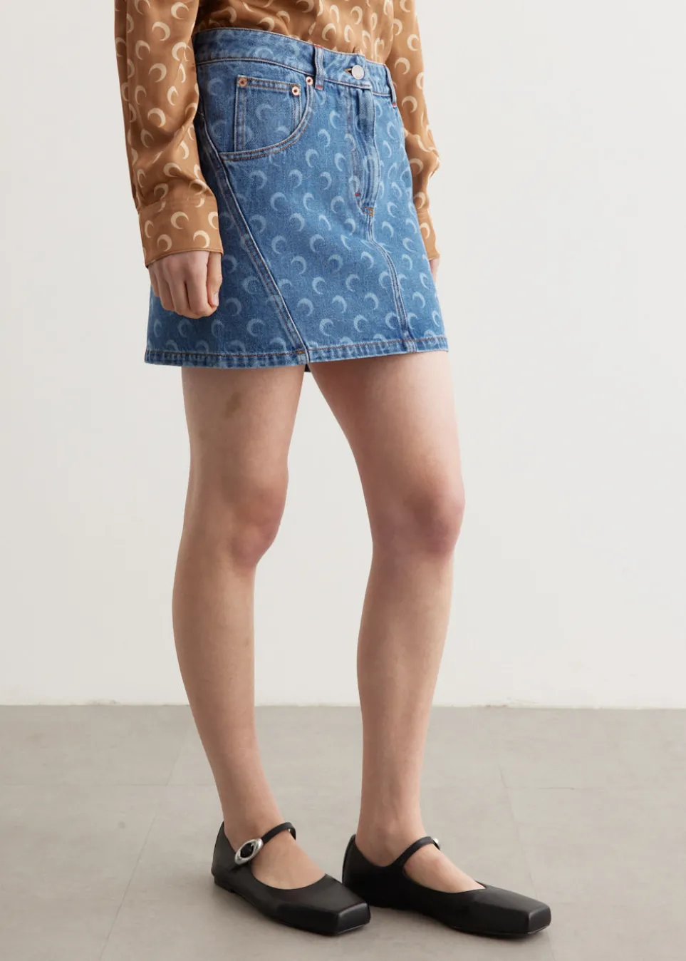 Moon Laser Denim Mini Skirt