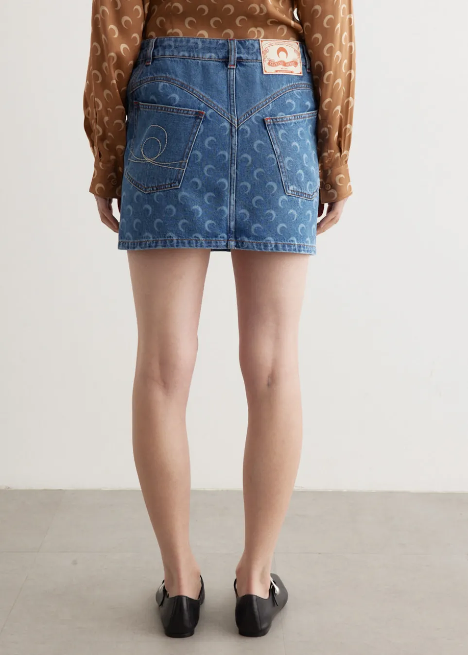 Moon Laser Denim Mini Skirt