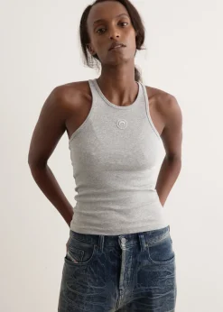 Moon Logo Ribbed Jersey Tank Top