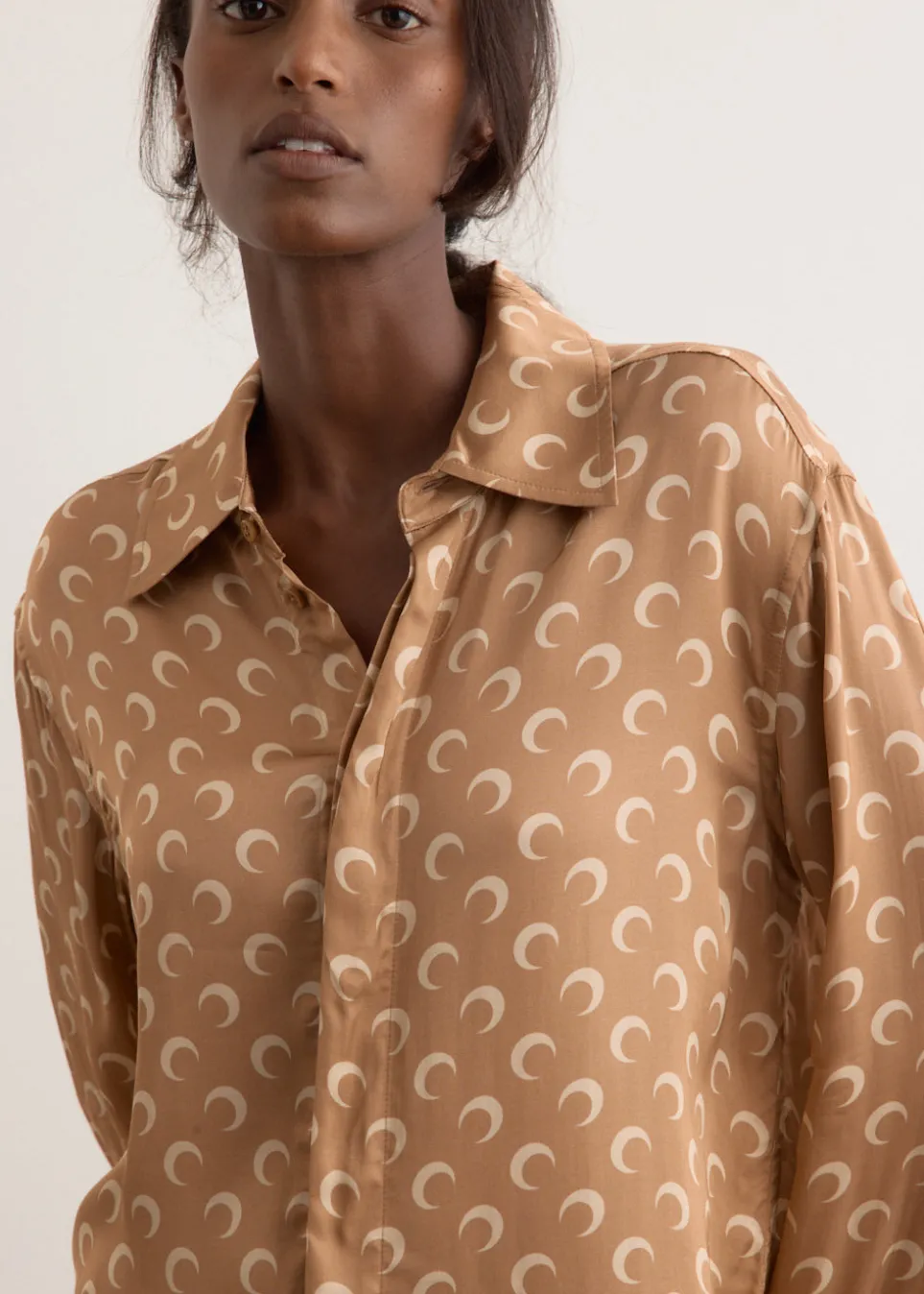 Moon Satin Button Down Shirt