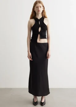 Open Twist Satin Tank Dress