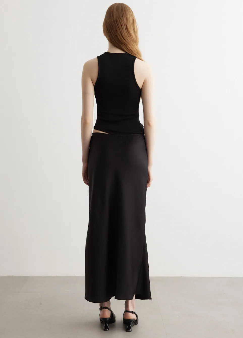 Open Twist Satin Tank Dress